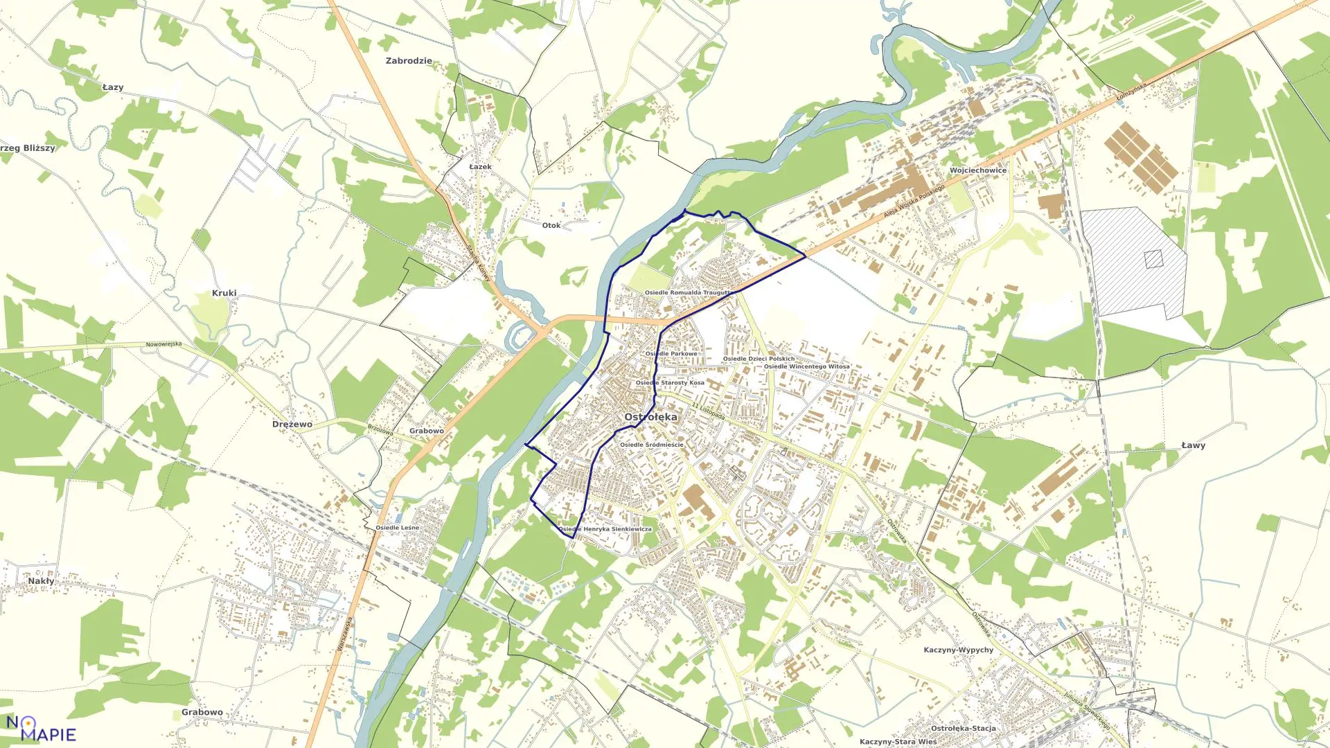 Mapa obrębu 2 w mieście Ostrołęka