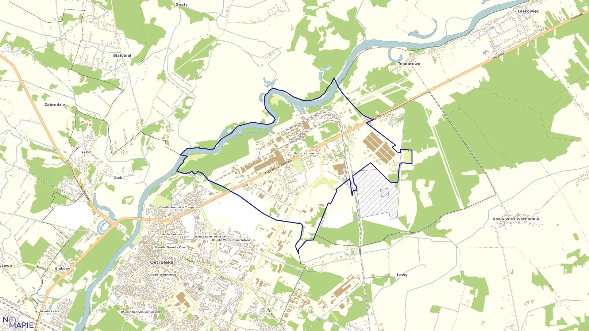Mapa obrębu 3 w mieście Ostrołęka