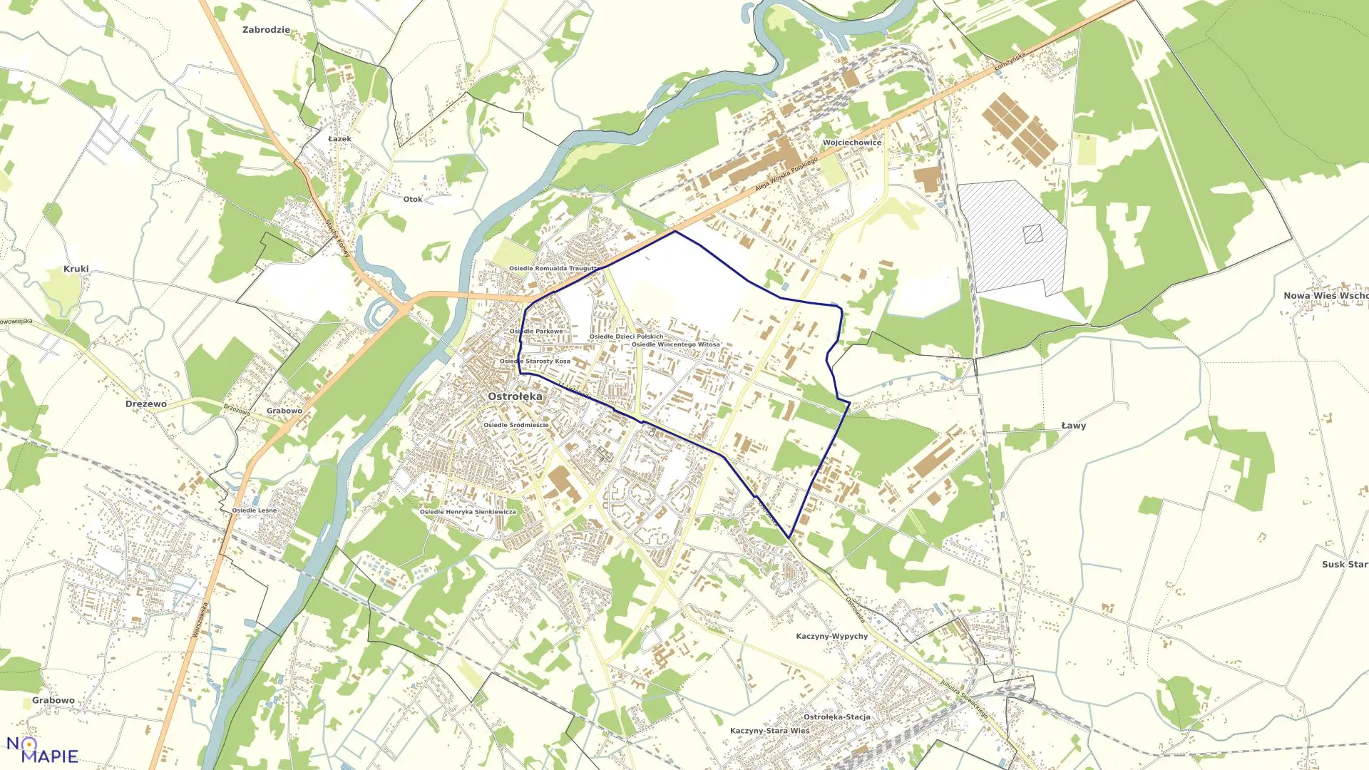 Mapa obrębu 4 w mieście Ostrołęka
