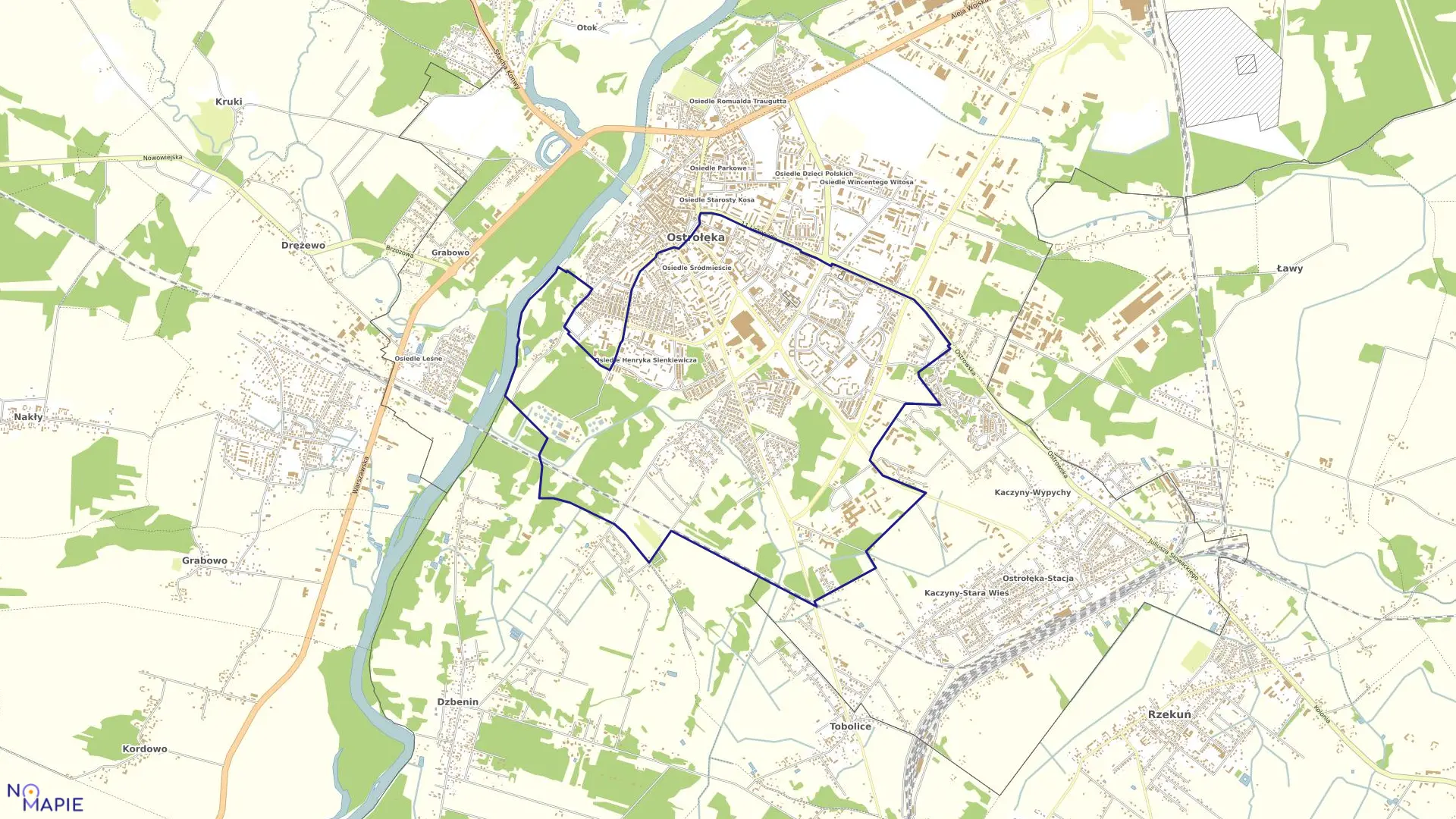 Mapa obrębu 5 w mieście Ostrołęka