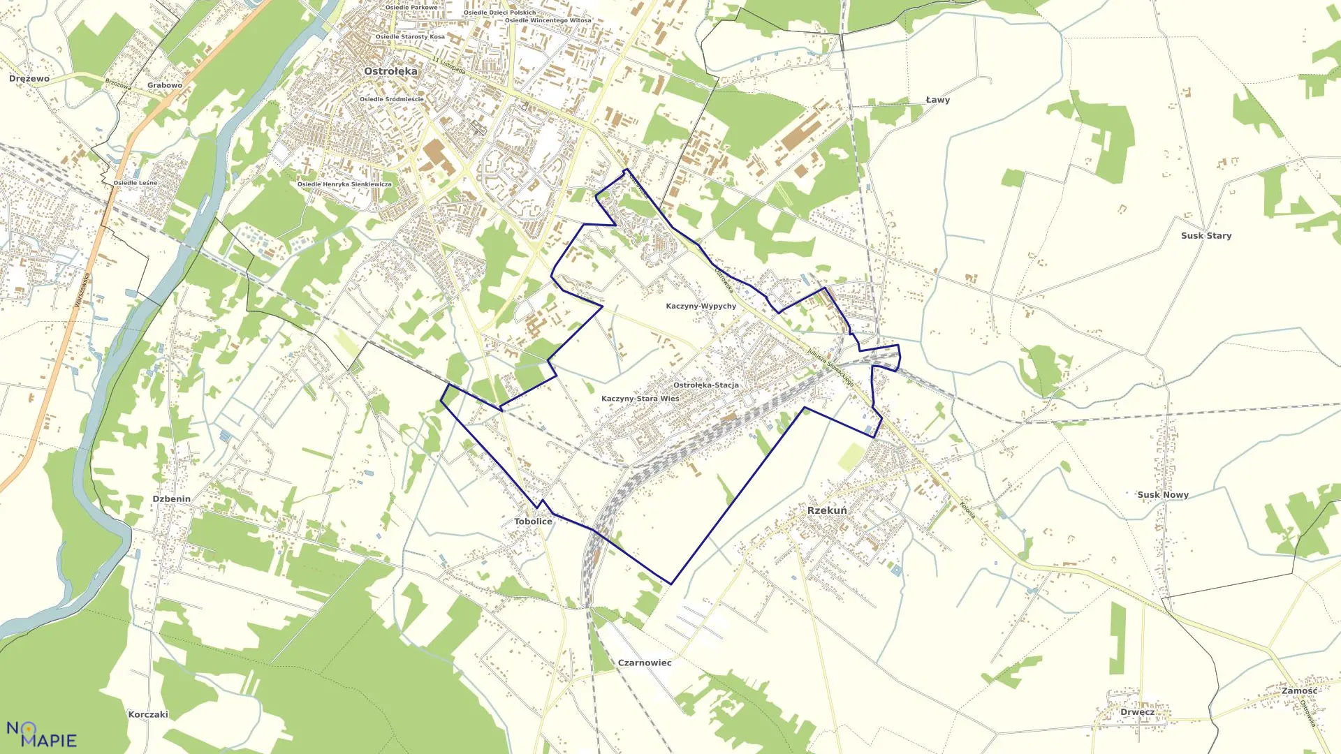 Mapa obrębu 6 w mieście Ostrołęka